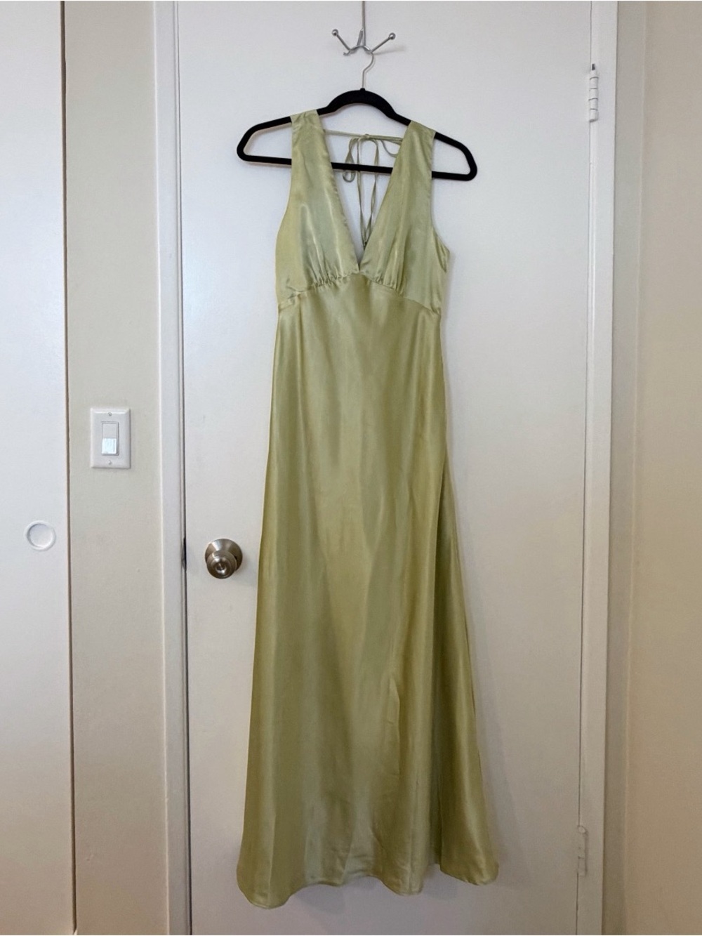 NWOT Satin V-Neck Slip Dress in Light Green